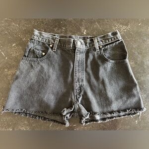 Vintage Levi’s Orange Tag Distressed Black Faded High Rise Shorts.